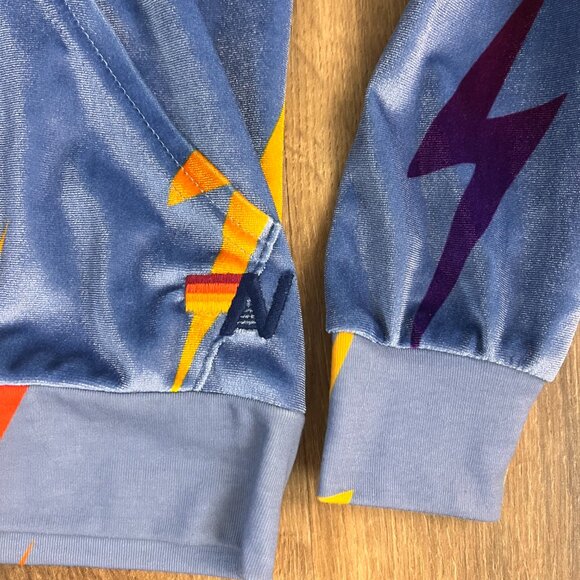 Aviator Nation Slate Blue Velour Lighting Bolt Full Zip Hoodie Sz S - Picture 5 of 10